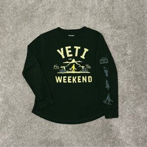 Glow-in-the-Dark Yeti Waffle Long-sleeved T-shirt L 10/12